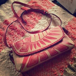 Patricia Nash coral Italian leather handbag